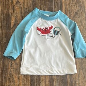 Kids Swim Shirt with Crab Design - Blue and White